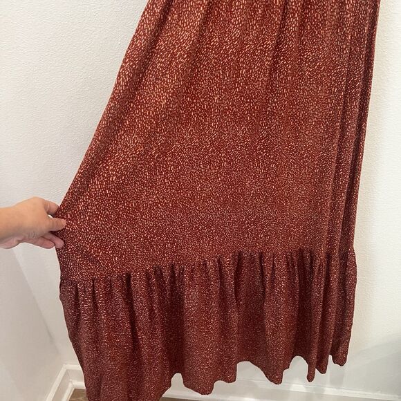 Pampelone Evelyn deep V boho maxi dress Sz S Resortwear Fall Party Cottage Vacay - Picture 6 of 9